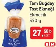 EKMECİK TAM BUĞDAY TOST EKMEĞİ 350 G